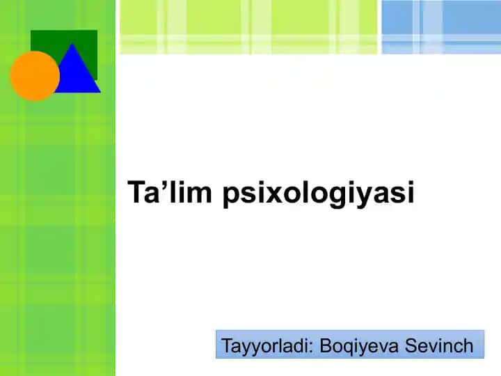 Ta’lim psixologiyasi