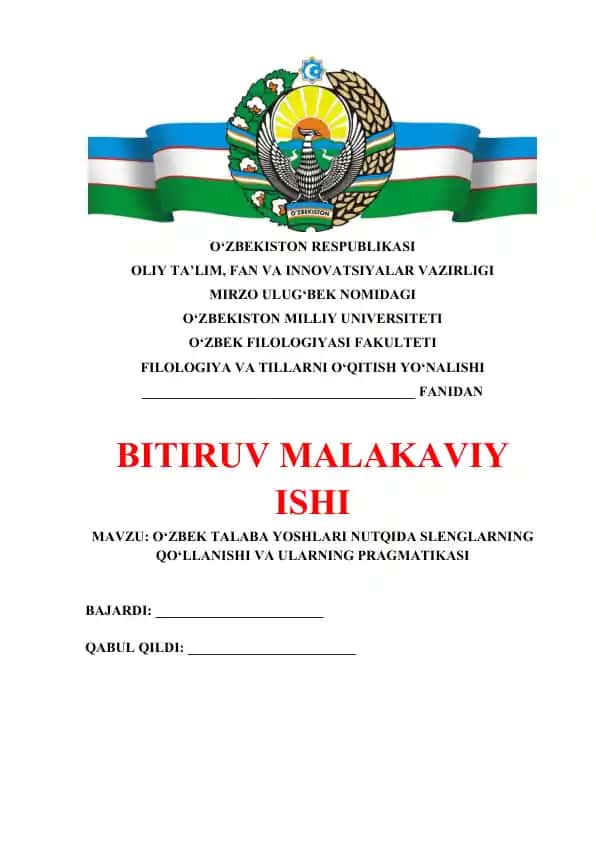 O‘zbek talaba yoshlari nutqida slenglarning qo‘llanishi va ularning pragmatikasi