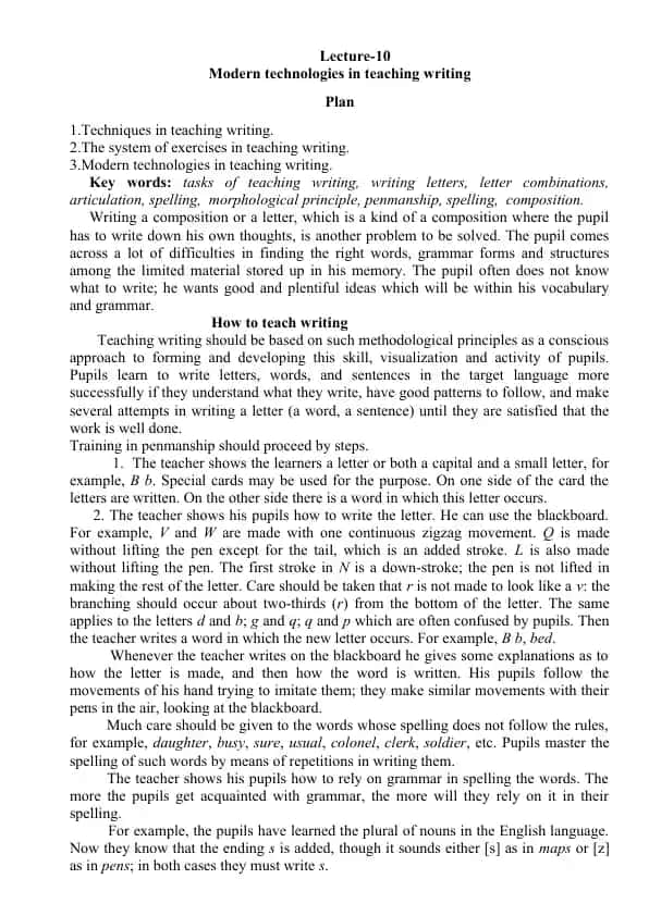 Modern technologies in teaching writing
