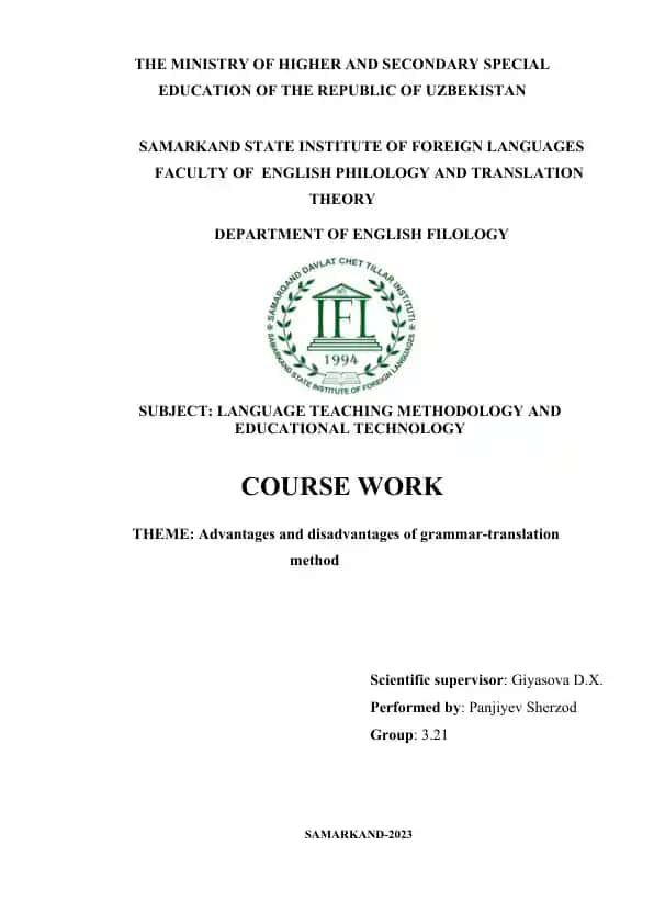 Advantages and disadvantages of grammar-translation method