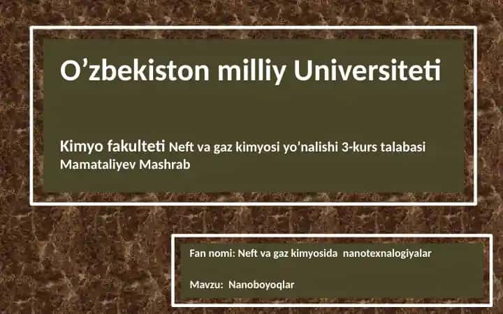 Nano boyoqlar haqida tahliliy maqola