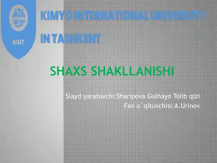 Shaxsning Shakllanishi