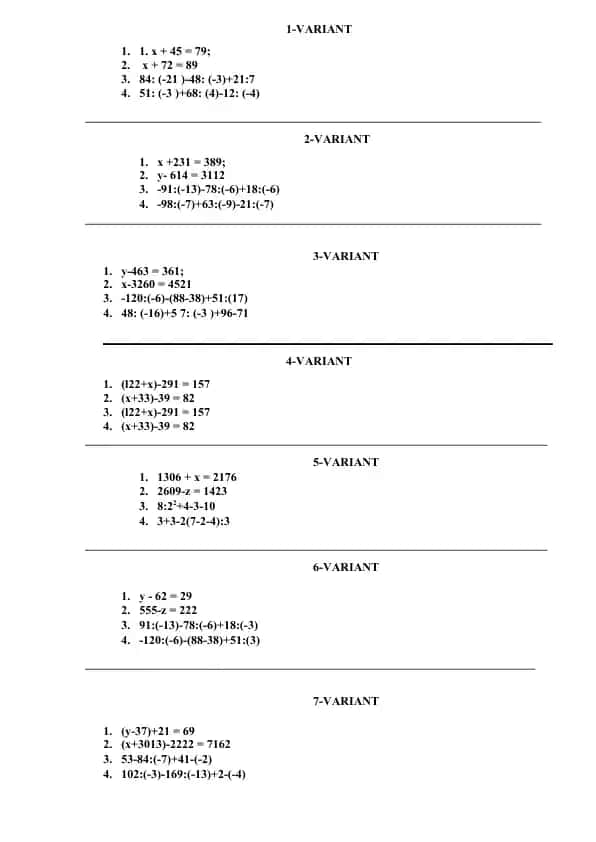 Matematika misollar to'plami