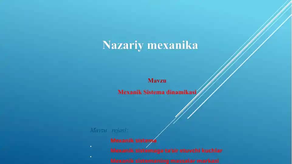 Mexanik Sistema dinamikasi