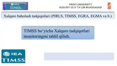 TIMSS bo‘yicha Xalqaro tadqiqotlari monitoringini tahlil qilish