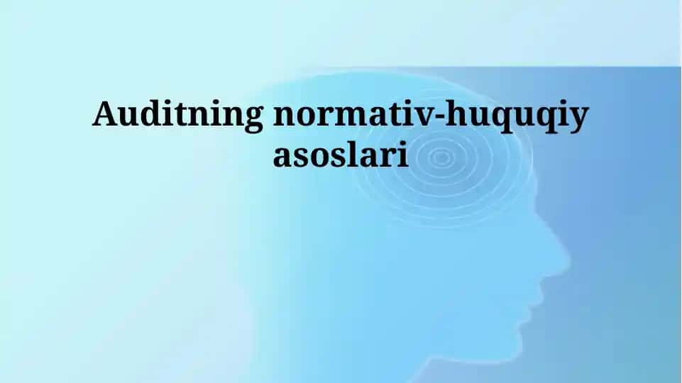 Auditorlikning normativ-huquqiy asoslari