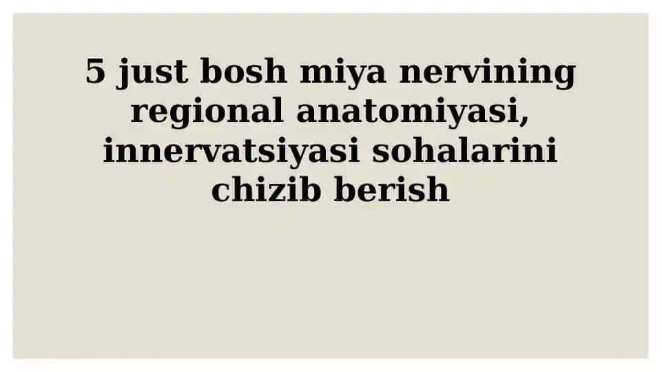 Trigeminal Nervning O'ziga Xosligi