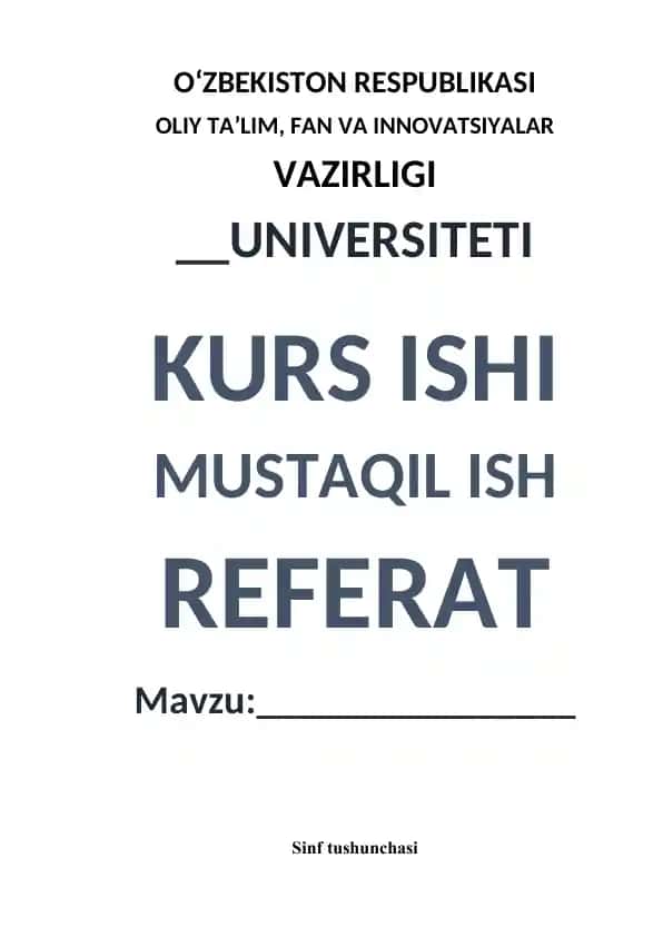 C++ tilida sinflar va ob'ektlarga doir kurs ishi