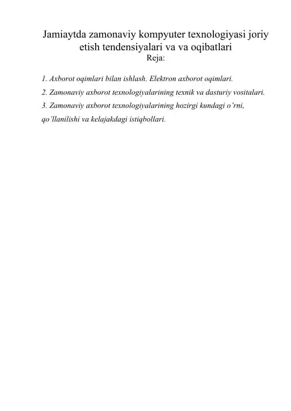 Zamonaviy axborot texnologiyalari