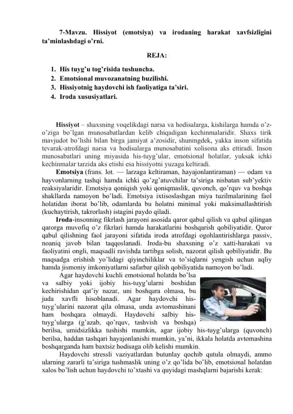 Hissiyot (Emotsiya) va Iroda