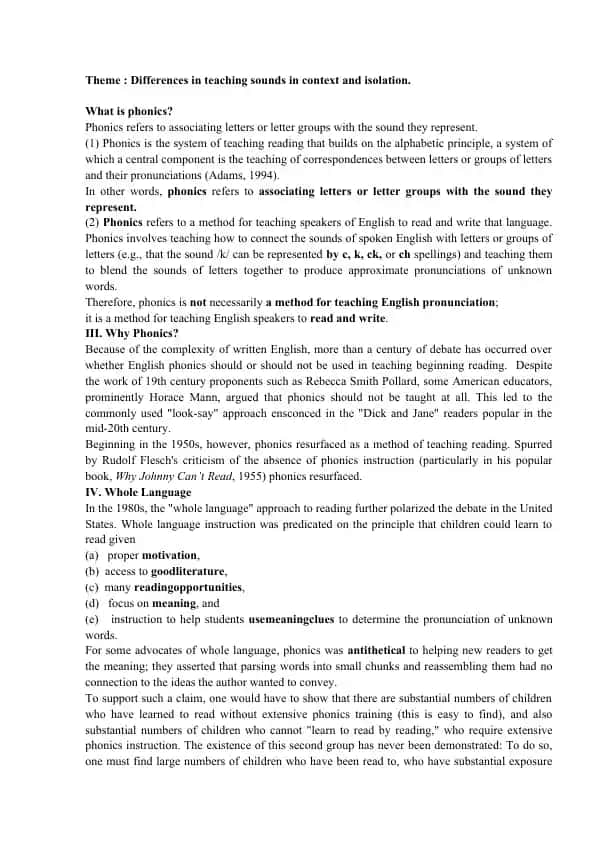 Phonics Teaching Methods