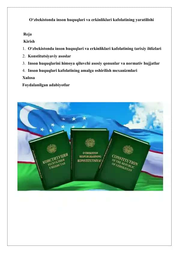 O‘zbekistonda inson huquqlari va erkinliklari kafolatining yaratilishi