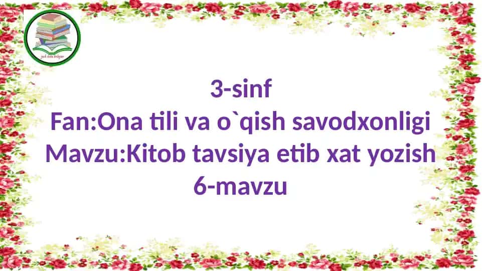Kitob tavsiya etib xat yozish