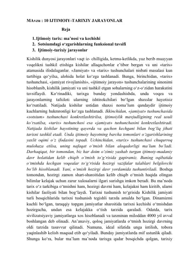 IJTIMOIY-TARIXIY JARAYONLAR