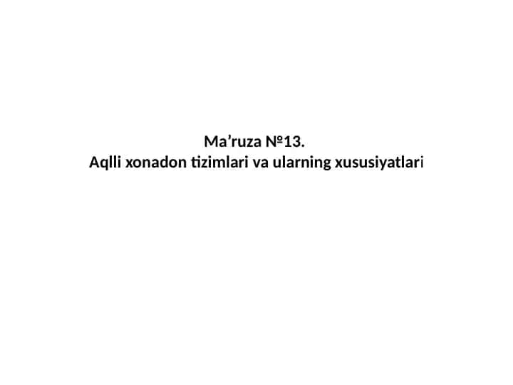 Smart Home tizimlari