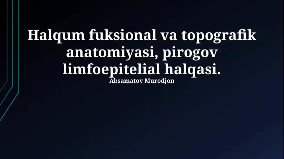 Halqum fuksional va topografik anatomiyasi, pirogov limfoepitelial halqasi