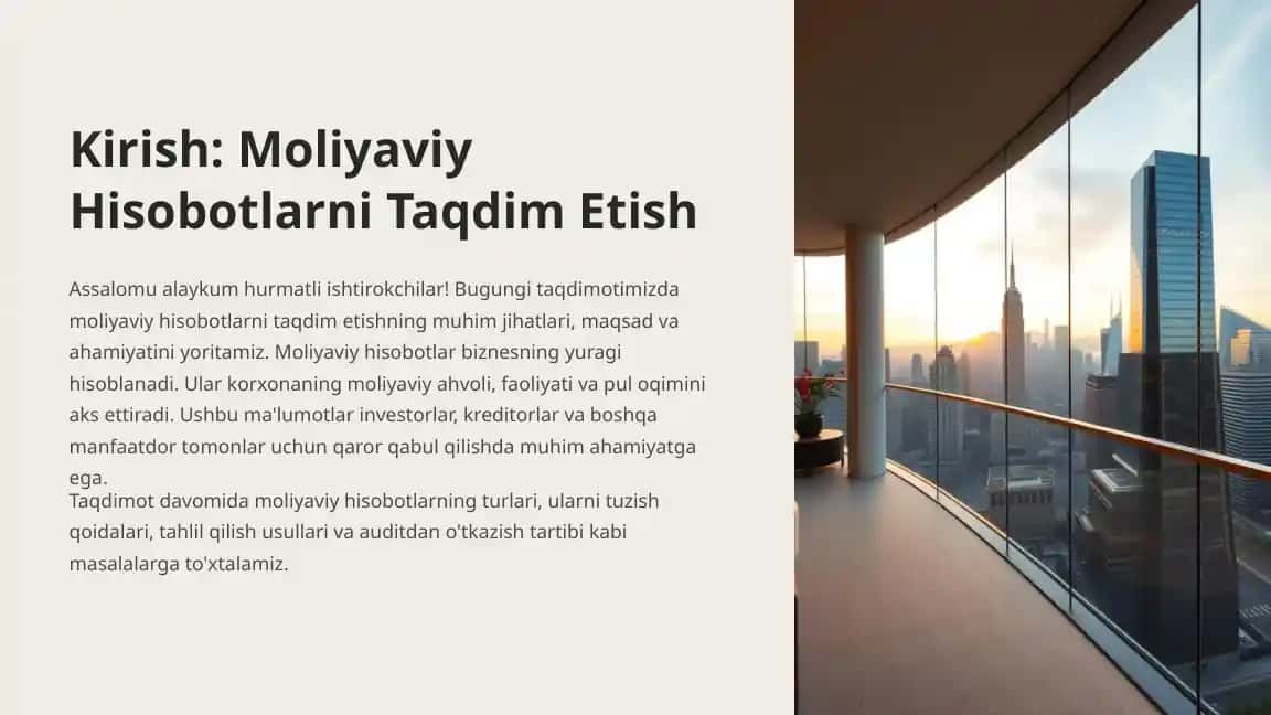 Moliyaviy Hisobotlarni Taqdim Etish