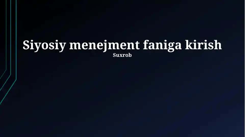 Siyosiy menejmentga kirish