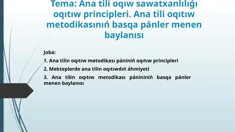 Ana tili o'qish sawadlanishning o'qish prinsiplari
