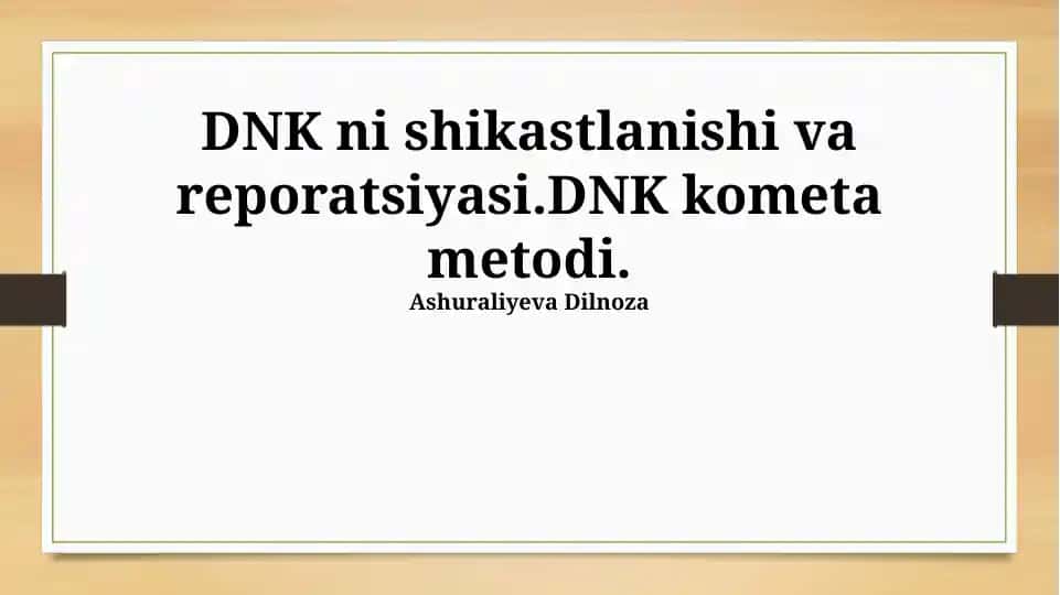 DNK ni shikastlanishi va reporatsiyasi
