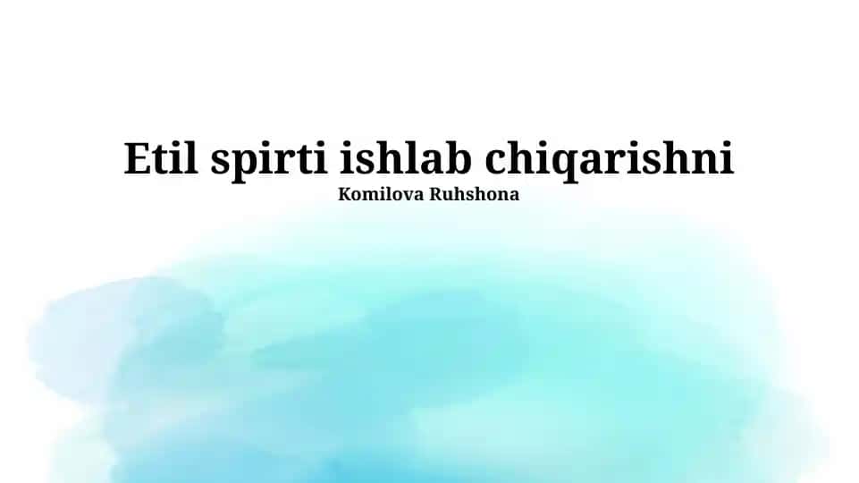 Etil spirti ishlab chiqarishni