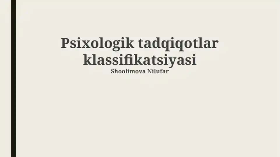 Psixologik tadqiqotlar klassifikatsiyasi