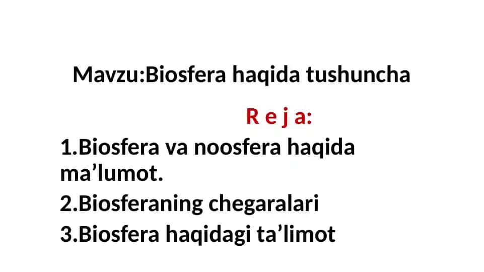 Biosfera haqida