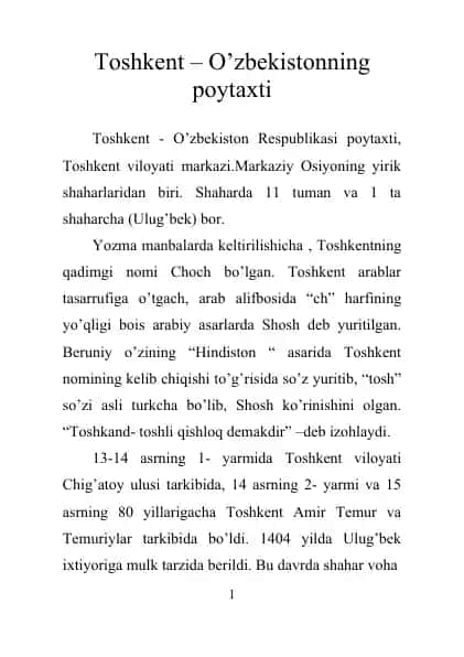 Toshkent shahri