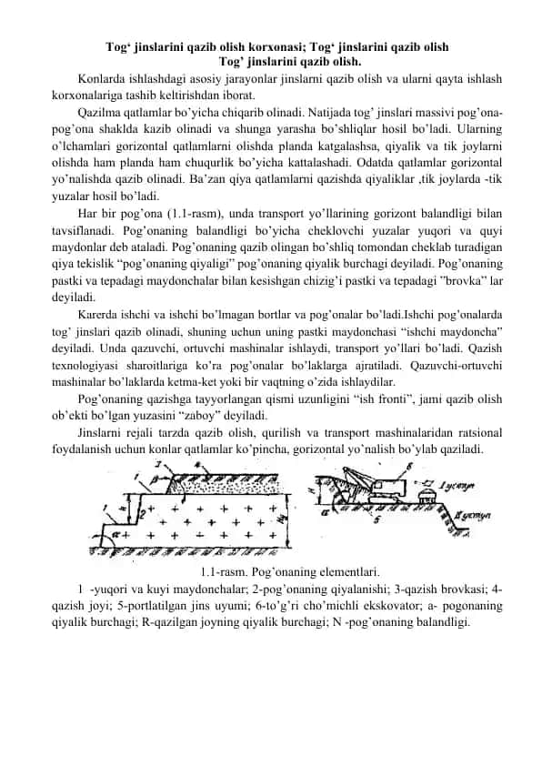 Tog' jinslarini qazib olish