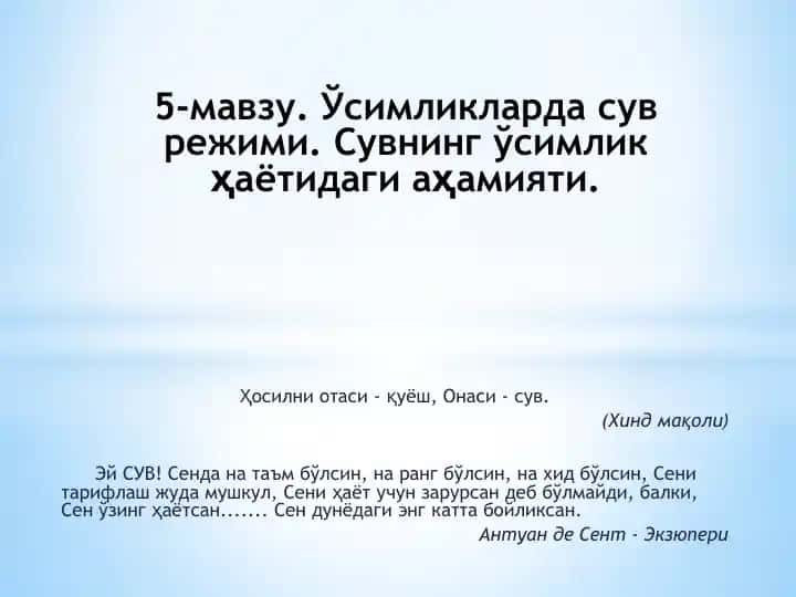O‘simliklarda suv rejimi