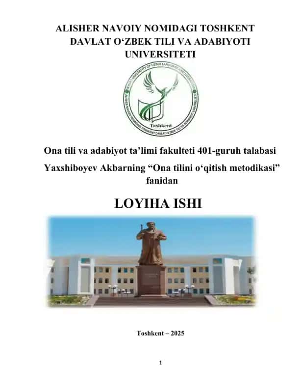 "Ona tilini o‘qitish metodikasi"