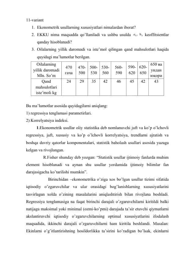 Ekonometrik usullar