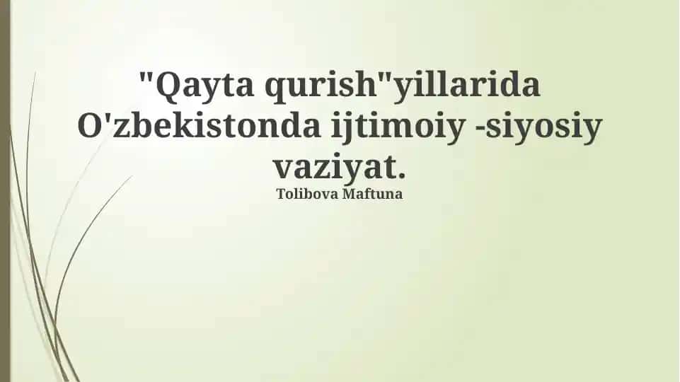 Milliy Uyg'onish Jarayoni