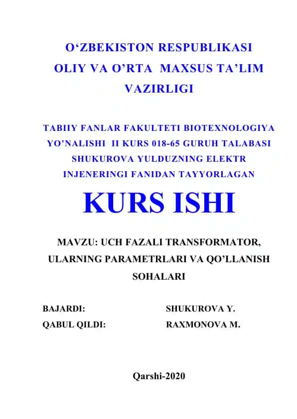 Uch Fazali Transformator