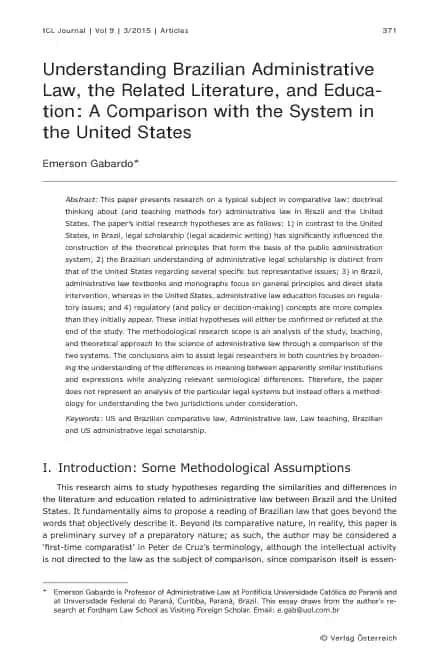 Understanding Brazilian Administrative Law, the Related Literature, and Education: A Comparison with the System in the United States