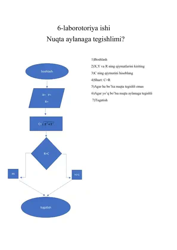 6-laborotoriya ishi: Nuqta aylanaga tegishlimi?
