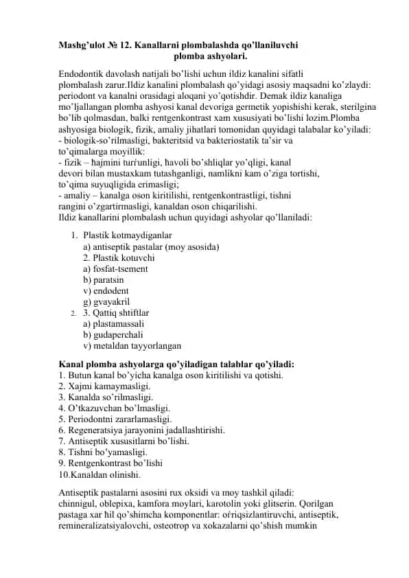 Endodontik plomba ashyolari