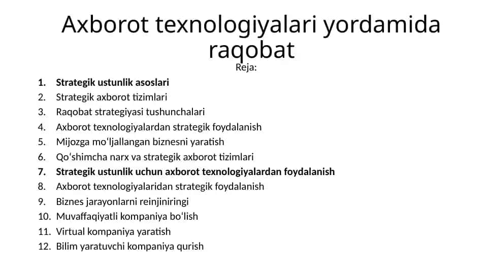 Axborot texnologiyalari yordamida raqobat