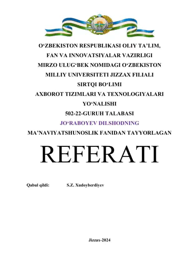 “TEMUR TUZUKLARI”DA MA’NAVIYAT MASALALARI (referat)