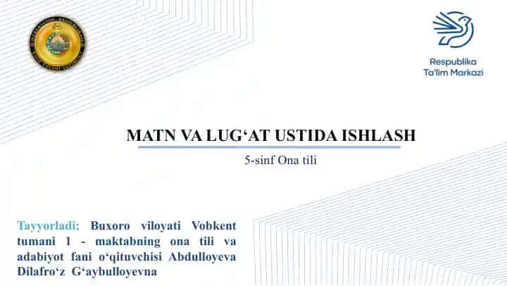 MATN VA LUG`AT USTIDA ISHLASH