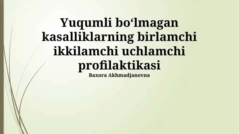 Yuqumli boʻlmagan kasalliklarning birlamchi ikkilamchi uchlamchi profilaktikasi