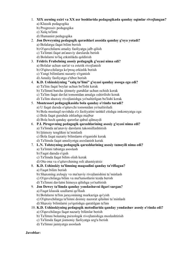 Pedagogikada qanday oqimlar rivojlangan?