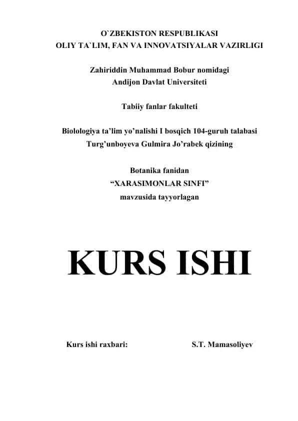 "XARASIMONLAR SINFI"