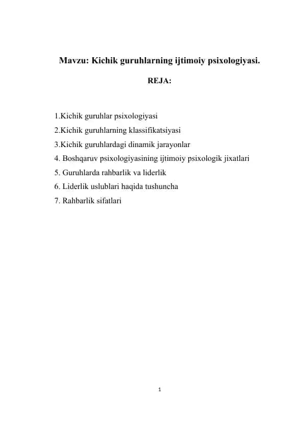 Kichik guruhlar psixologiyasi