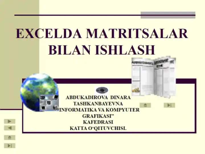 Excelda Matritsalar Bilan Ishlash