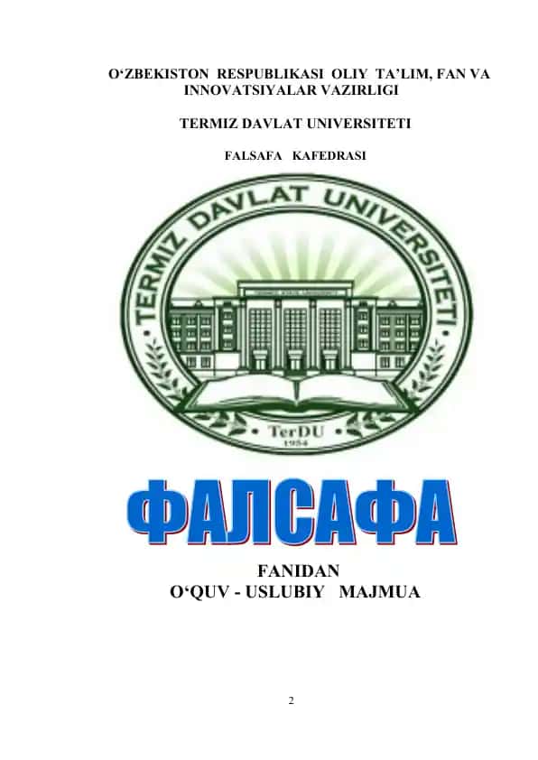 FALSAFA KAFEDRASI O‘QUV-USLUBIY MAJMUA