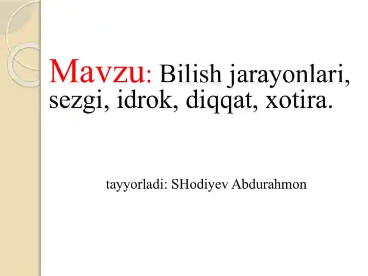 Bilish jarayonlari