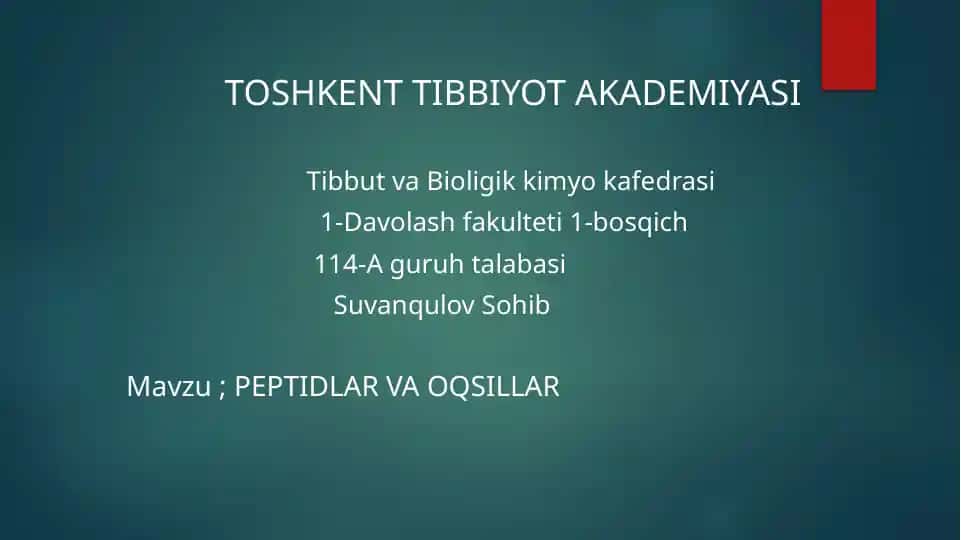 PEPTIDLAR VA OQSILLAR