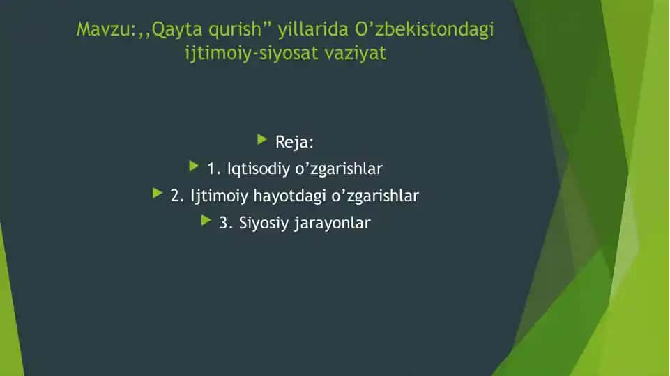Qaytaqurishning O'zbekiston ijtimoiy-siyosatiga ta'siri