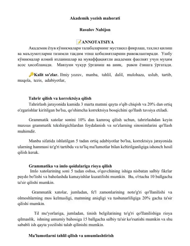 Akademik yozish mahorati